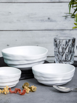 Servewell Melamine Serving Bowl(Pack of 3, White)