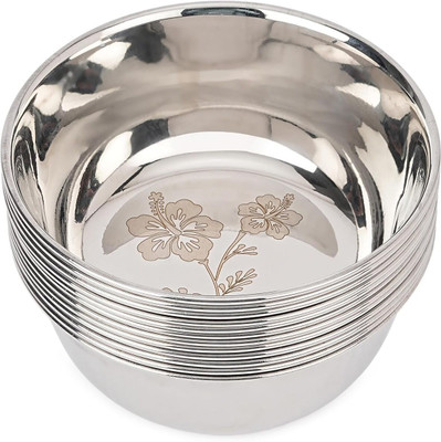 humneed Steel Serving Bowl(Pack of 6, White)