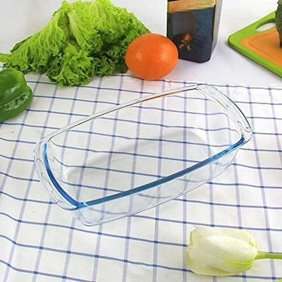 Femora Borosilicate Glass Vegetable Bowl Baking Dish | Baking Dish for Oven (1700 ml)(Pack of 1, Clear)