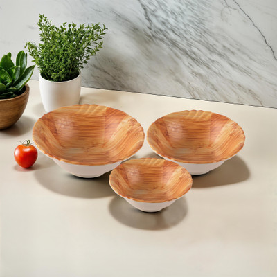 KUBER INDUSTRIES Melamine Soup Bowl 3 Pcs Set Melamine Bowls for Soups, Snacks & Rice | 5006B | Light Brown(Pack of 3, Brown)