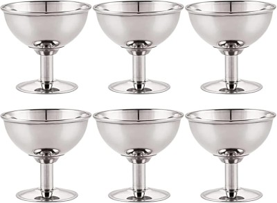 Jaity Export Stainless Steel Dessert Bowl Stainless Steel Serving Bowl for Ice Cream, Dessert Cups, Set of 6, 130 ML(Pack of 6, Silver)