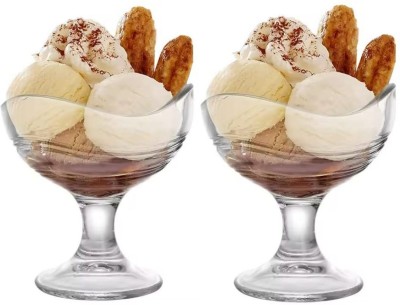 JCTRADING Glass Dessert Bowl 150ml ice cream bowl (2 pcs) (c)(Pack of 2, Multicolor)