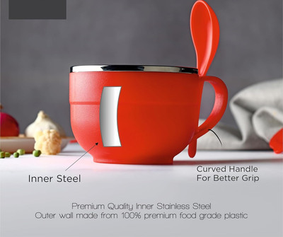 SHRIKHATUSHYAM Stainless Steel, Plastic Soup Bowl Plastic Soup Bowl MAGGI & SOUP BOWL(Pack of 1, Red)