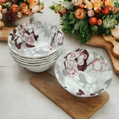 Inpro Melamine Vegetable Bowl Serve in Style with our 6 Piece -Perfect for Dinners, Serving as Snacks Bowl(Pack of 6, Multicolor)
