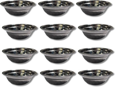 SHINI LIFESTYLE Stainless Steel Vegetable Bowl Katori, Vegetable Bowl, Dal Chawal Bowl, Katora, Designer katori, Soup Bowl(Pack of 12, Silver)