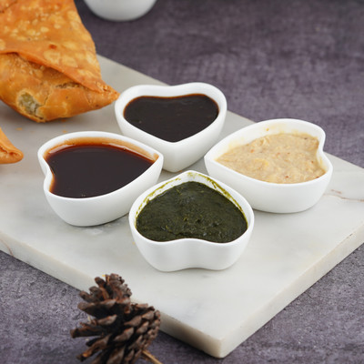 DANDY LINES Bone China Sauce Bowl Heart Chutney/Sauce Bowl, 27003(Pack of 6, White)