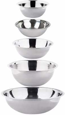 Masox Store Steel Mixing Bowl Masox Store 5 Pack Nesting Baking Supplies for Cooking, Serving_3(Pack of 5, Silver)