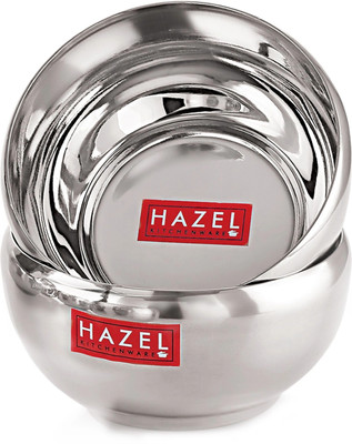 HAZEL Stainless Steel Serving Bowl Serving Bowl Stainless Steel Katori Set Of 2, 300 ml each, Silver(Pack of 2, Silver)