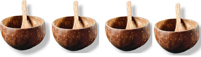 Eco Gree Wooden Serving Bowl Eco-Friendly Coconut Shell Bowl for Creative Artwork Decoration & Gifts Pack(Pack of 4, Brown)