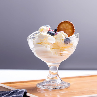 RUTVIHK Glass Dessert Bowl Curved Flower Shape Dessert Cups Glass Dessert Bowl(Pack of 6, Clear)