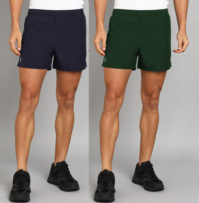Moda Rapido Solid Men Dark Blue, Dark Green Running Shorts
