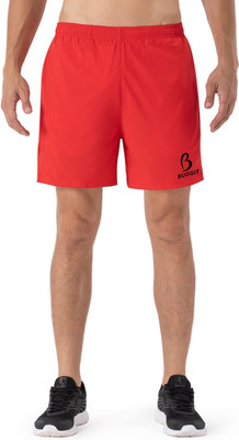 Buggly Solid Men Red Regular Shorts