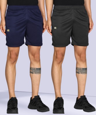 alambrothers Solid Men Dark Blue, Black Sports Shorts, Gym Shorts, Running Shorts