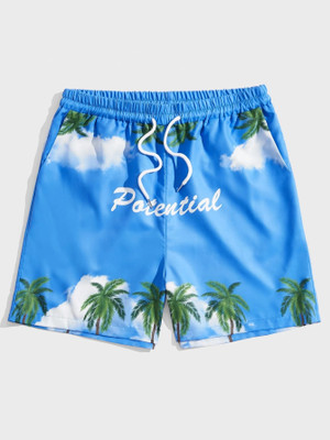 BALHARIS Graphic Print Men Blue Basic Shorts