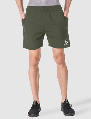 Buggly Solid Men Dark Green Regular Shorts