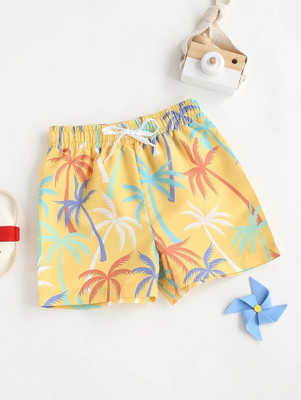 BALHARIS Floral Print Men Yellow Basic Shorts