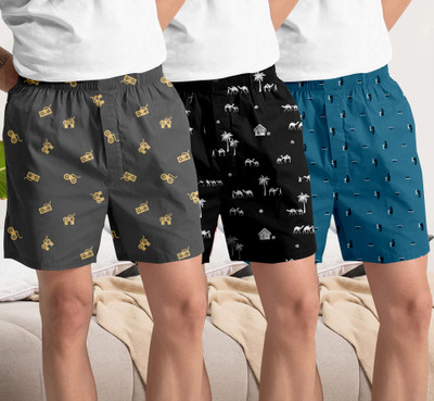 GLOBAL NOMAD Printed, Self Design, Geometric Print Men Boxer