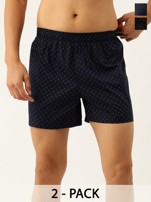 John Players Pack of 2 Cotton Printed With Back Pocket Printed Men Boxer