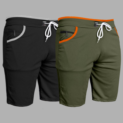 VINTHON Self Design Men Black, Green Regular Shorts