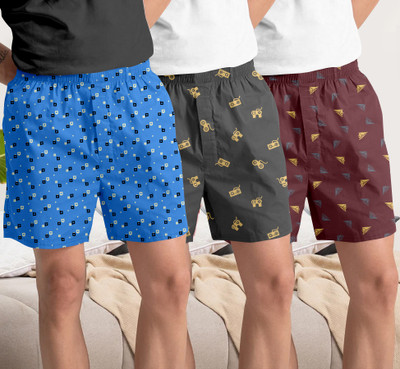 GLOBAL NOMAD Printed, Self Design, Geometric Print Men Boxer