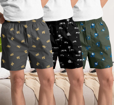 GLOBAL NOMAD Printed, Self Design, Geometric Print Men Boxer