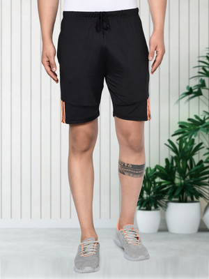 METRONAUT Solid Men Black Casual Shorts