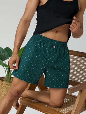 XYXX Astor IntelliEaze Cotton Printed Men Dark Green Inner Boxer Printed Men Boxer