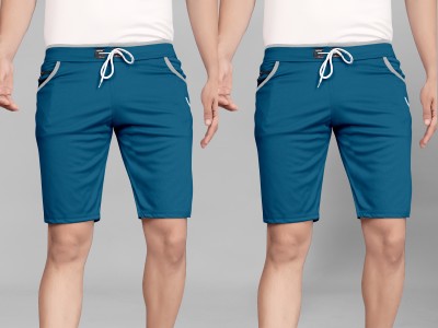 WeReKo Solid Men Reversible Light Blue Sports Shorts