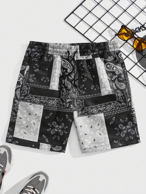 BALHARIS Color Block Men Black Casual Shorts