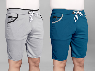 DARSHAN CREATION Solid Men Grey, Light Blue Sports Shorts