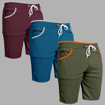 WeReKo Solid Men Maroon, Light Blue, Green Casual Shorts