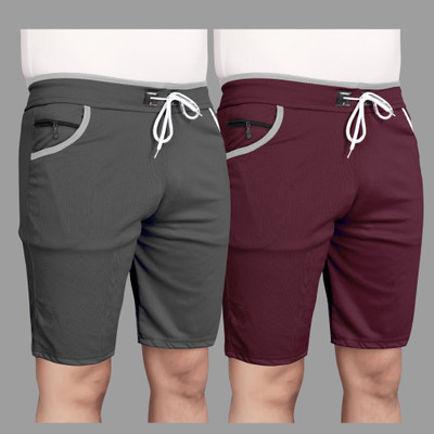 DARSHAN CREATION Solid Men Maroon, Dark Grey Sports Shorts