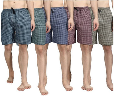 AAVUN TRADERS Checkered Men Multicolor Regular Shorts