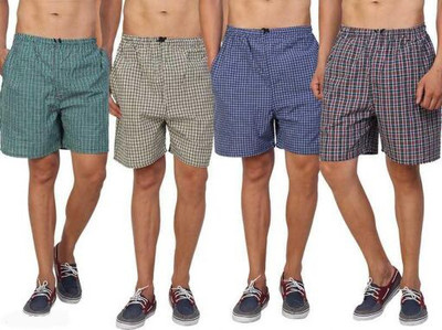 ASK Style Checkered Men Multicolor Bermuda Shorts