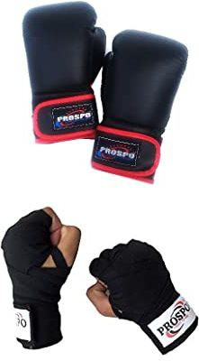PROSPO 12 oz Training and Fighting Boxing Gloves with Hand Wrap (syenthetic Leather) Boxing Hand Wrap(20)