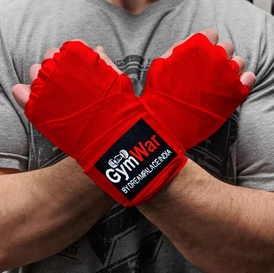 GymWar Boxing Bandage Hand Wraps Supports Brace Punching Assistance for Men and Women Red Boxing Hand Wrap(Red, 113 inch)