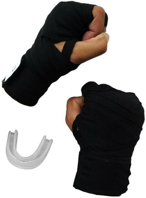 EmmEmm Super Combo of 2 Pcs Boxing Hand Wraps & Mouth Guard Boxing Hand Wrap(43 inch)