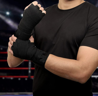 Monika Sports Boxing Hand Wrap Elasticated Thumb Loop/ Boxing Tape Black Boxing Hand Wrap(Black, 108 inch)