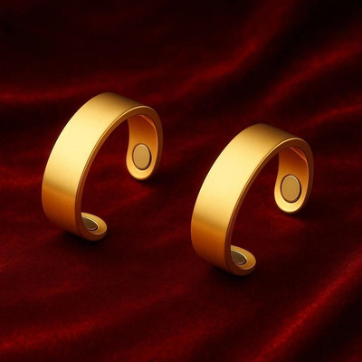 ABC 2 Packs of Sugar control Magnetic copper ring Copper Crystal Gold Plated Chain Ring - Multi Finger