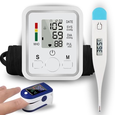 Balson (Combo Pack) BLSN-555 Digital BP Monitor Instrument Machine for Home Use, BLSN-45 Digital Thermometer, BLSN-32 Digital Pulse Oximeter I Bp Monitor(White)