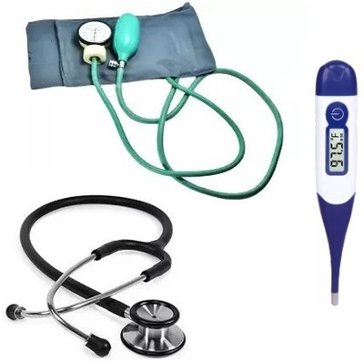 RnB Combo Aneroid Sphygmomanometer Doctor Manual Blood Pressure Monitor with Diamond Stethoscope and Digital Thermometer Set Bp Monitor(Multicolor)