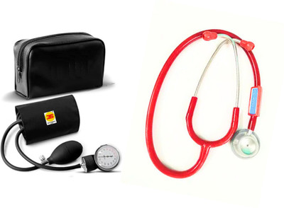 3S Dial Super Deluxe Aneroid Sphygmomanometer and Diamond Stethoscope Bp Monitor(Red)