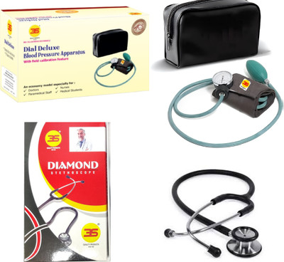 3S Dial Deluxe 3SDL300 Aneroid Sphygmomanometer and Diamond Adult Stethoscope Bp Monitor(Green)