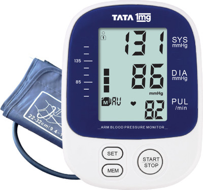 TATA 1mg BP-03 Blood Pressure Monitor Fully Automatic Upper Arm Style Bp Monitor(White & Blue)