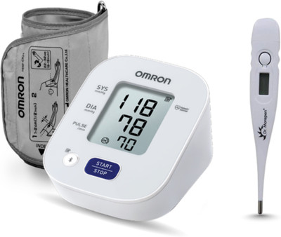 OMRON HEM-7143T1 Automatic Blood Pressure Monitor with Dr. Morepen MT-110 Digital Thermometer (Combo Pack, 3 Years Warranty) Bp Monitor(White)