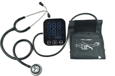 Dishan Digital Talking One Touch Operation Presser Checking Monitor, Large Screen & C-Type USB Cable With Classic II Duo Stethoscope, Bp Monitor(Black)
