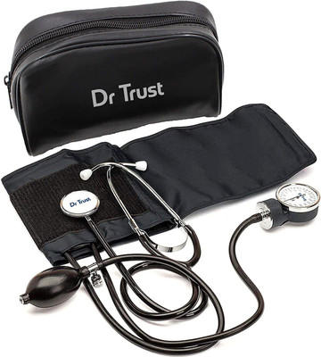 Dr Trust (USA) Clock Dial Type Aneroid Palm Manual Professional Sphygmomanometer with Stethoscope & Pressure Gauge Blood Pressure Machine (Adult Cuff & Carry Case Included) Bp Monitor(Black)