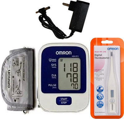 OMRON 8712 and MC 246 Digital Thermometer with adaptor compatabile Bp Monitor(blue and white mix)