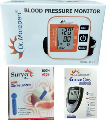 Dr. Morepen Healthcare Combo OF Dr Morepen Bp02 , Glucometer And Infi Lancets Pack Only Bp14 Bp Monitor(Multicolor)