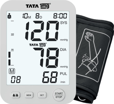 TATA 1mg T1MG/BP07 Wide Screen Blood Pressure Monitor | High Accuracy BP Machine with Large Display Bp Monitor(White)